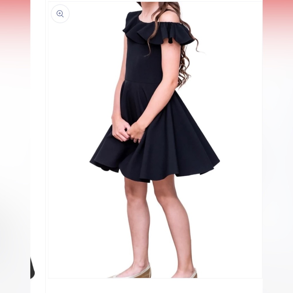David Charles black label black girls one shoulder ruffle dress 10